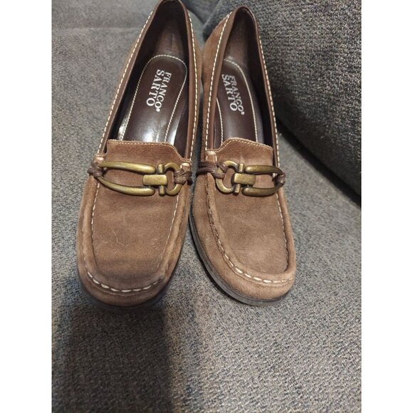 Franco Sarto Retro Y2K Womens Suede Leather Clog Heels Size 7M Dress Shoes - Picture 3 of 8